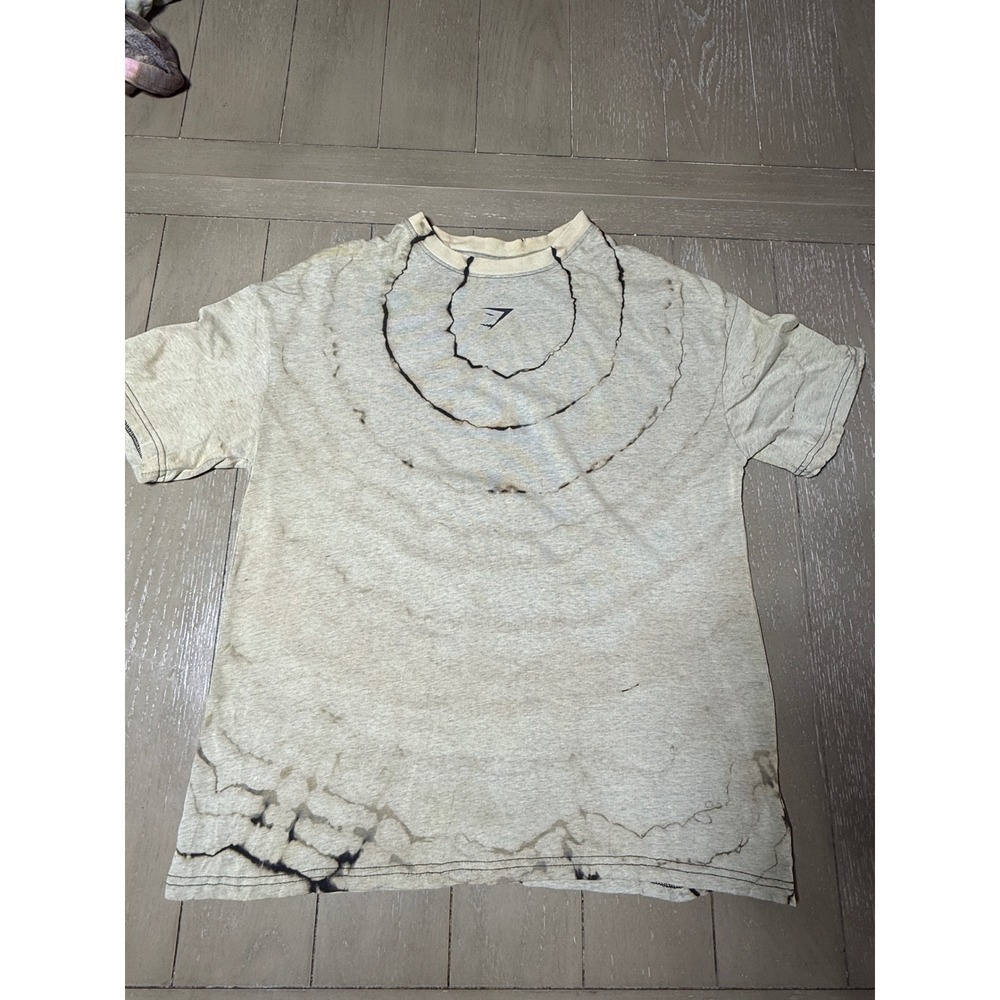 Gymshark T-Shirt Mens Small Gray Tie Dyeโ Graphic Logo Short Sleeve Grunge Gym
